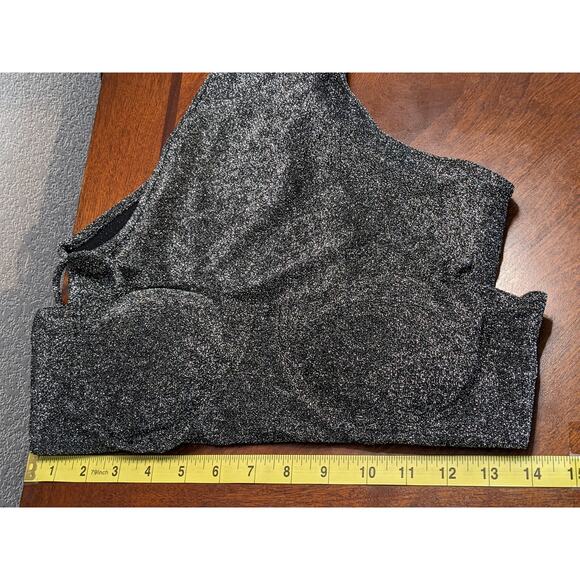 Zaful Sparkle Bodysuit Large Silver Shiny Sleeveless Sweetheart Neckline Low Cut - Picture 5 of 9